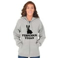 thumbnail image 4 of Ferocious Vegan Herbivore Bunny Unisex Fleece Graphic Zip Up Hoodie Brisco Brands 2X, 4 of 5