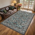 thumbnail image 4 of Garvee 10'x13' Floral Print Area Rug Washable Rug, Low Pile Farmhouse Accent Carpet with Non Slip Backing Soft Floor Mats for Living Room Bedroom Dining Room, Black, 4 of 8