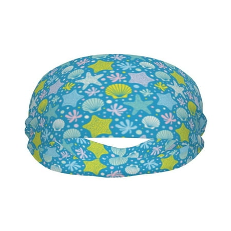 starfish corals pearls Sports Headband for Women Men Running Headband Sweat Bands for Cycling Yoga Spa Athleti Workout - Moisture Wicking Hairband