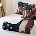 thumbnail image 4 of Manfei Cardinal Bird Quilt Full,Rustic Floral Flag Full Bedspread Sets,White Red Stripes Decor,3-Piece, 4 of 7