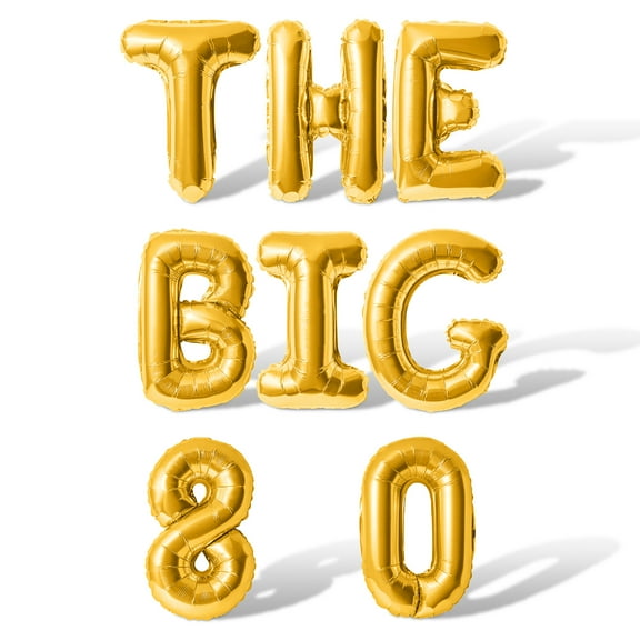 Letter Balloons - THE BIG 8 0 16" Inch Alphabet Letters Foil Mylar Balloon 80th Birthday Party Banner (Gold)
