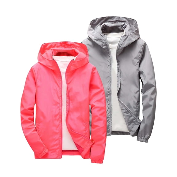 Hduncf 2PC Kids Rain Jacket Youth Waterproof Hooded Raincoats for Boys Fashion Girls Lightweight Windbreaker Fall Kid Clothes Beige 4-5 Years