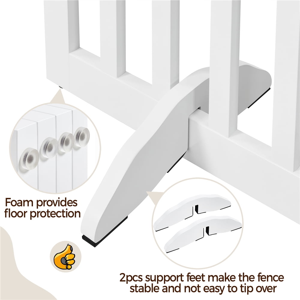 Yaheetech 35.6" Tall 3-Panel Wooden Pet Gate with Support Feet, White