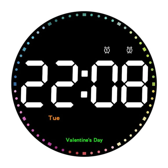 EGNMCR Round Clock Multi-function Remote Control Clock Living Room Wall Clock Home Decoration Digital Electronic Clock Silent Clock Colorful And Smart Clock Electronic clock