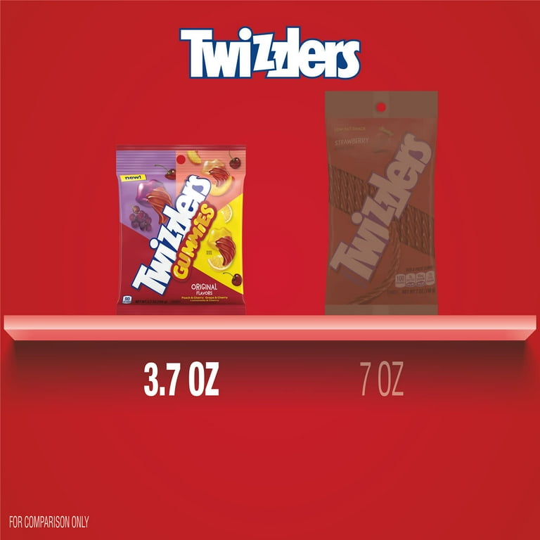 Twizzlers Gummies Assorted Fruit Flavored Chewy Candy, Bag 3.7 oz