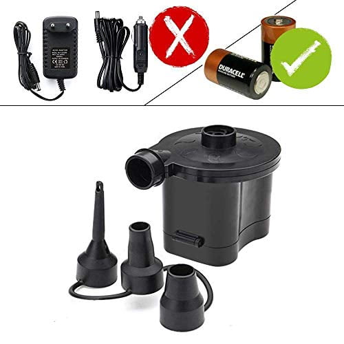 OBEST Battery Powered Air Pump Quick Inflator,Air Mattress Pump Inflator Deflator with 3 Nozzles