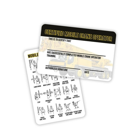 Mobile Crane Operator Certified Plastic Card 5pk 2x3.5 Reference Certification Card Industrial Pocket Guide Hand Signals Scaffold Stickers