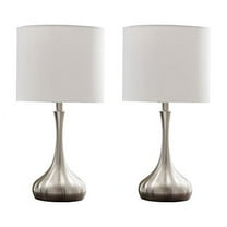 Kings Brand 24"H Traditional Brushed Nickel Finish Metal Table Lamps (Set of 2)