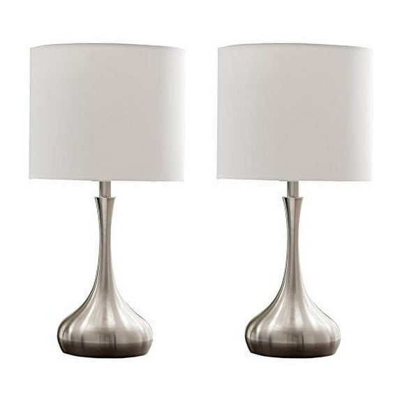Kings Brand 24"H Traditional Brushed Nickel Finish Metal Table Lamps (Set of 2)