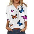 thumbnail image 2 of Hauts Habillés pour Femmes Mode T-shirt Ample Imprimé Blouse Mi-Longue Manches 3/4 Col Rond Hauts Décontractés Hauts Décontractés pour Femmes en Liquidation, 2 of 4