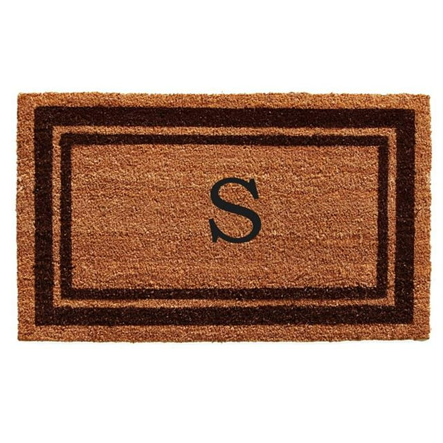 Calloway Mills 152982436S 24 x 36 in. Brown Border Monogram Rectangular Doormat, Natural - Letter S
