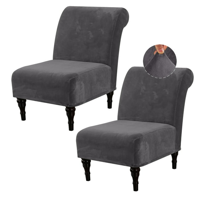 Velvet Accent Chair Cover, Set of 2 High Stretch Armless Chair Covers for Living Room Luxury