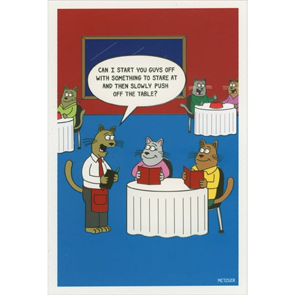 Pictura Cat Waiter: Start with Something to Stare At Funny / Humorous Birthday Card