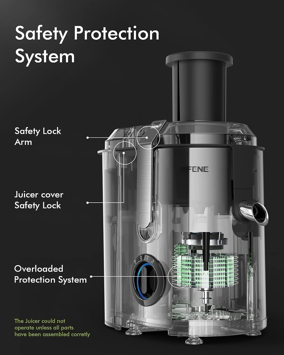 SiFENE Pro 800 W 3-Speed Centrifugal Juicer, Silver