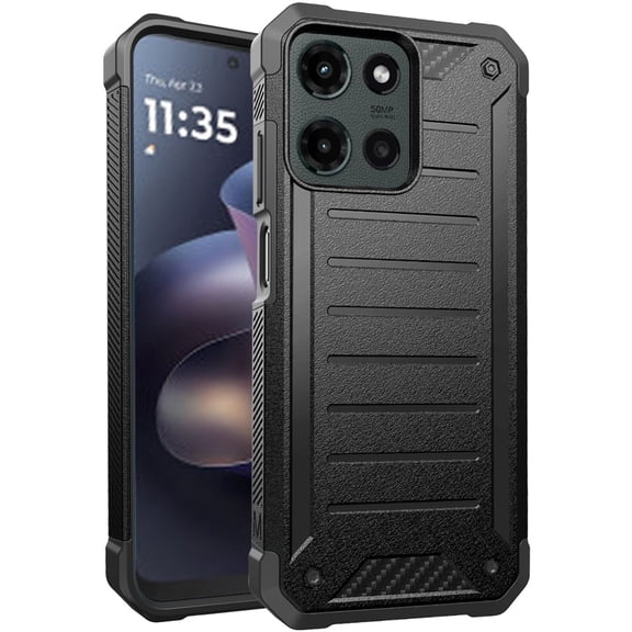 For Moto G 5G 2025/2026 / G PLAY 2026 Premium Tough Lined Design Hybrid Case Cover - Black