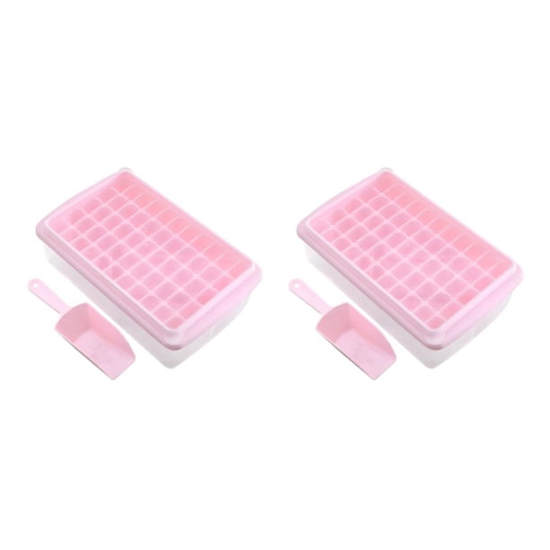 Cateissary Bandeja de cubitos de hielo de 55 rejillas, fabricante de hielo para bebidas, contenedor de almacenamiento para Bar de fiesta, Rosa 2Conjunto