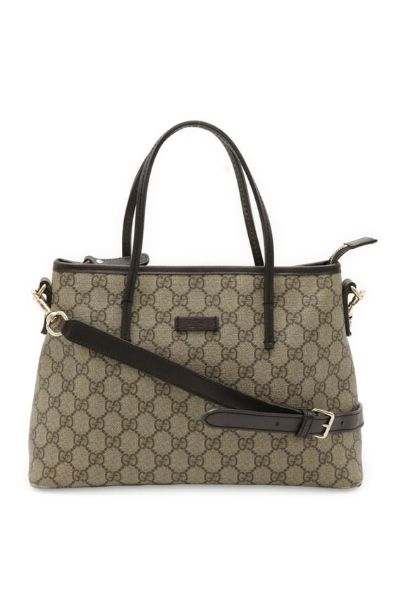Pre-Owned GUCCI GG Supreme Plus Tote Bag, Handbag, Shoulder PVC Leather, Beige, Dark... (Fair)