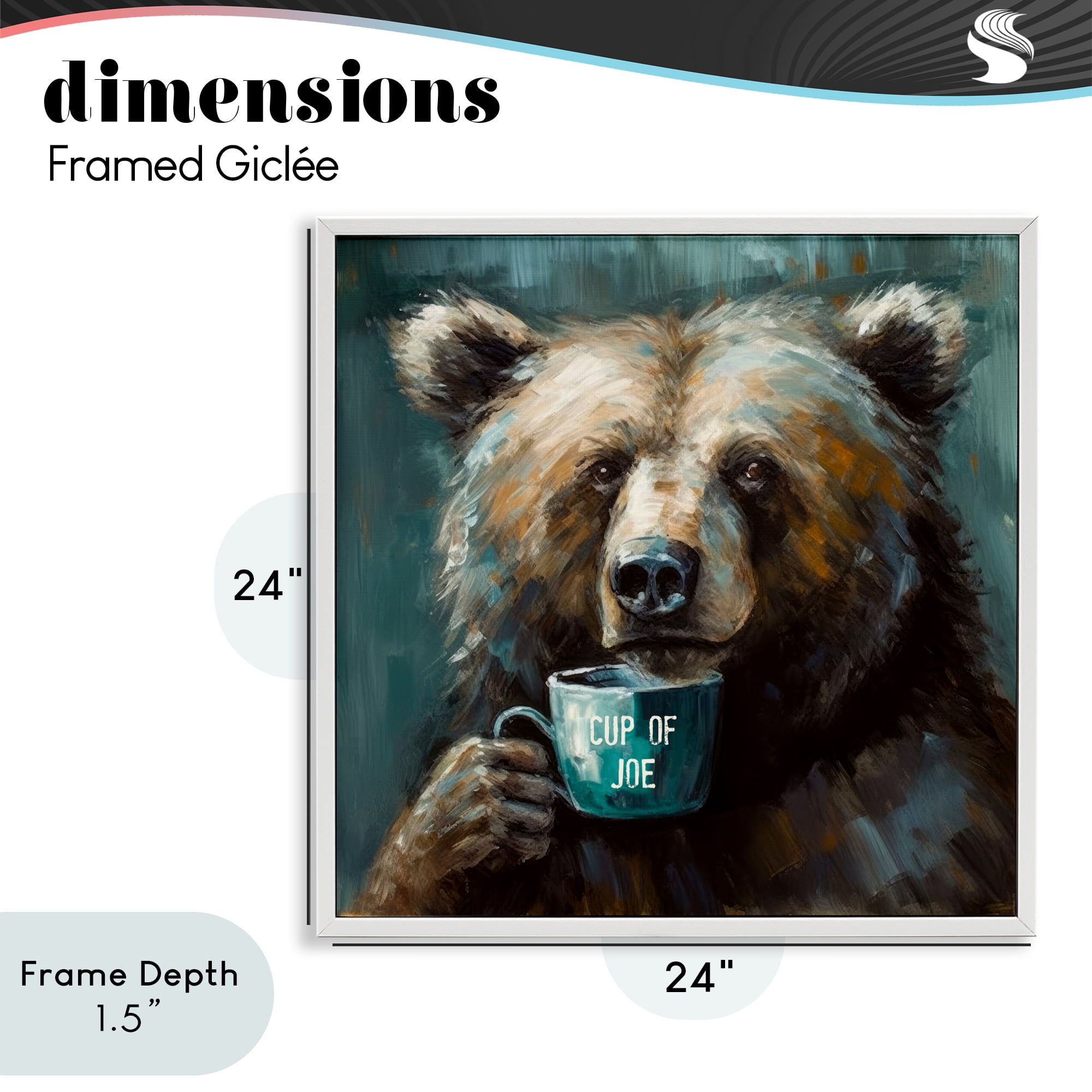 Stupell Industries Bear with Cup Of Joe White Framed Giclee Art, design by Tina LeCour