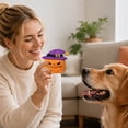 thumbnail image 5 of Halloween Pumpkin Squeaky Plush Dog Chew Toy, Soft Stuffed Teething Plaything, Lightweight Interactive Fetch Toy for Small Medium Large Puppies Cats Boredom Relief Halloween Party Supplies, 5 of 6