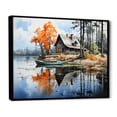 thumbnail image 2 of Designart "Brown Lakehouse Reflections Of silence IV" Lake House Cottage Floater Framed Canvas Print, 2 of 7