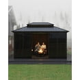 thumbnail image 4 of 10x14 ft Hardtop Gazebo Sunroom, Enclosed Gazebo with Floor-to-Ceiling Sliding Doors, All-Aluminum Alloy Frame, Screen Outdoor Room Solarium for Backyard, Patio, and Deck, 4 of 7