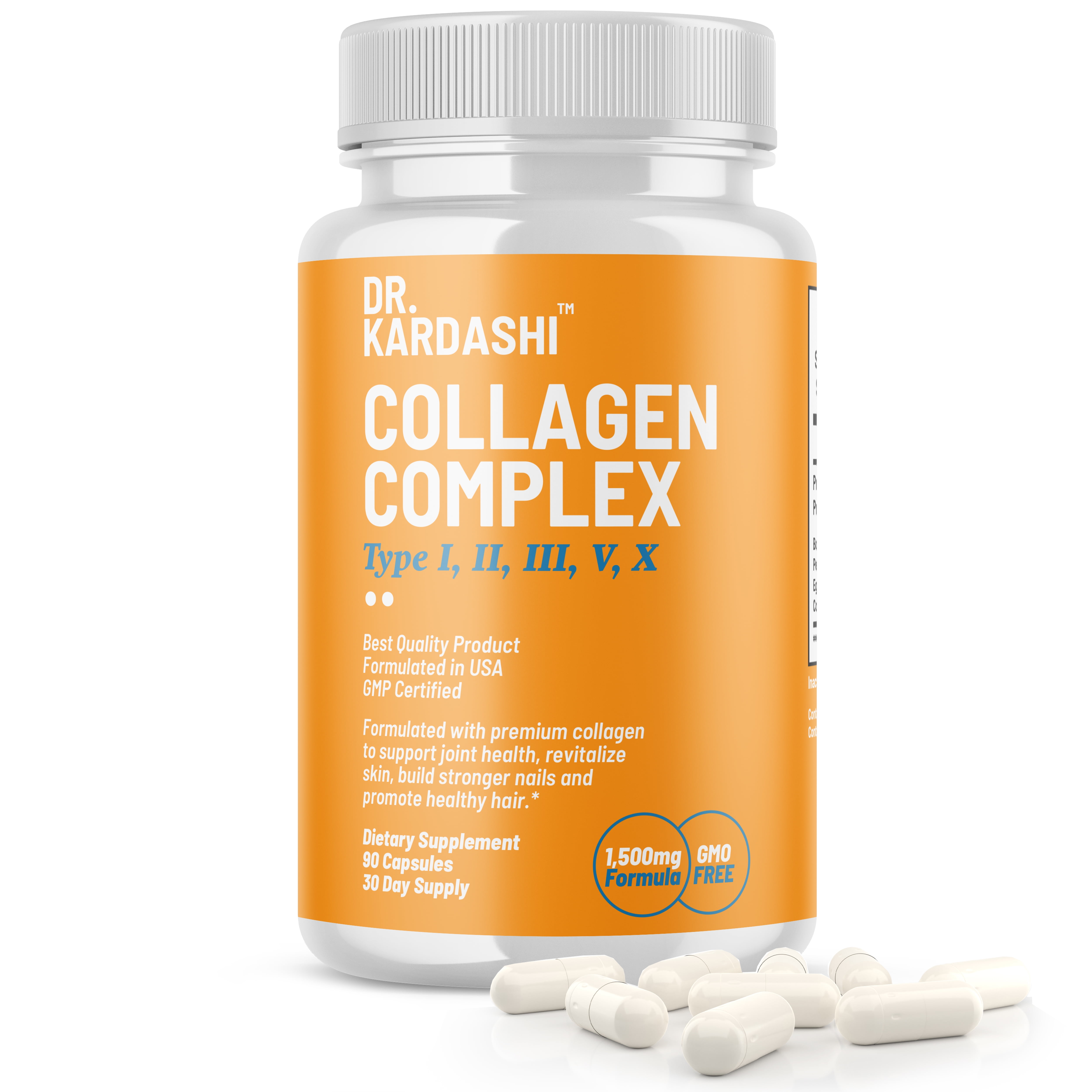 Collagen Capsules Complex Premium Collagen Pills Supplement 1500 Mg Type I II III V X Hydrolyzed ...