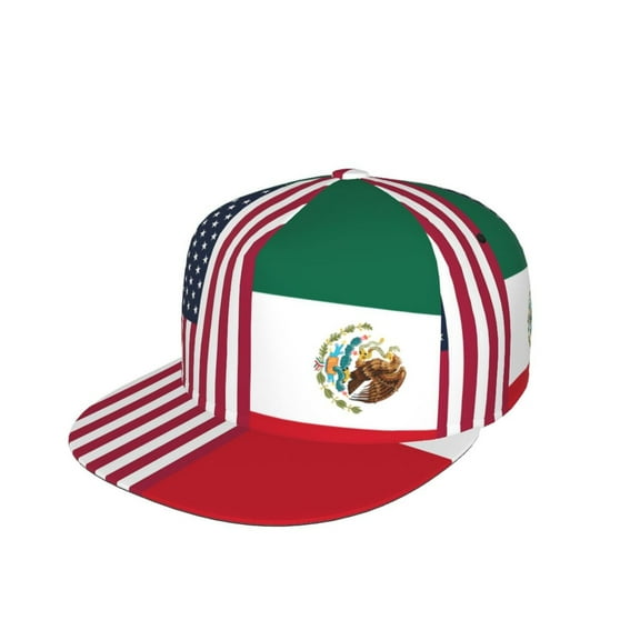 Unisex Snapback Hats America Mexico Flag Adjustable Flat Bill Baseball Cap Dancing Hip Hop Cap