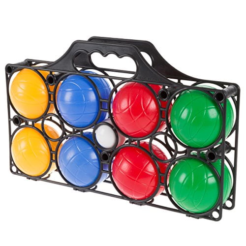 Hey! Play! Beginner Bocce Ball Set with 8 Colorful Bocce Balls, Pallino and Carrying Case- Classic Outdoor Game for Kids, Adul