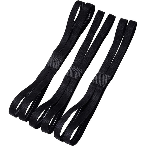 Shappy 3 Piezas Diademas Deportivas de Doble Correa Diadema Elástica Banda para el Sudor Antideslizante para Mujeres u Hombres Negro