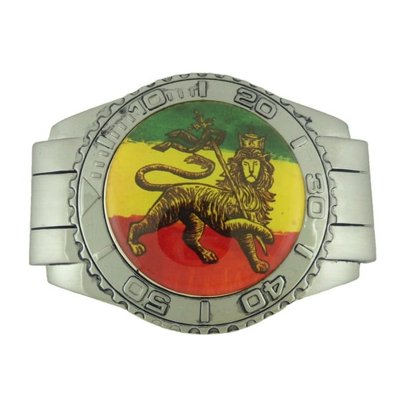 Multicolored Lion of Judah Flag Belt Buckle Jumbo Reggae Culture Costume Unisex New Style