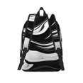 thumbnail image 2 of Hirioo Abstract Black White Swirls Canvas Backpack, Durable Travel Backpack with Multiple Compartments,Large Capacity, Backpack for School, Hiking, Work, 2 of 7