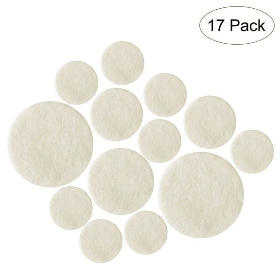 Raindrops 17Pcs Woodwind Clarinet Pads Felt and Sheepskin Beige for Tight Seal Replacement