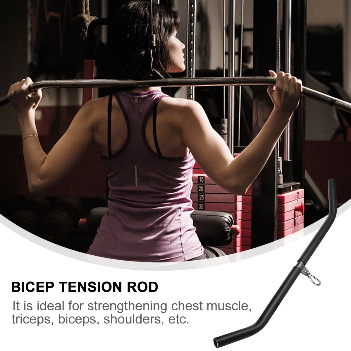 UPKOCH Practical Bicep Trainer Black Muscle Tension Bar for Back Shoulder and Arm Workouts