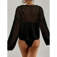 thumbnail image 4 of Bsubseach Bathing Suit Cover Up for Women Hollow Out Crochet Tops Round Neck Beach Coverups, 4 of 8