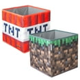 thumbnail image 3 of Minecraft: Fabric Storage Boxes: 2pc - TNT & Grass Block - 10" Collapsible Square Cubes, Toys-Games-Clothes Organization, Game Theme Decor, Licensed, 3 of 6