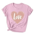 thumbnail image 2 of GaThRRgYP Womens Go To Crew Neck Short Sleeve Top,Ladies' Valentine's Day Printed Round Neck Short Sleeved T-shirt Loose Casual Pink S, 2 of 5