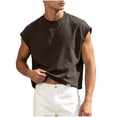thumbnail image 2 of Men's Solid Color Sleeveless Tank Top, Crewneck Loose Fit Undershirt, Breathable Cotton Vest for Casual Summer Wear, 2 of 9