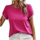 thumbnail image 1 of Top de cuello redondo de manga corta casual de color sólido de verano para mujer OAVQHLG3B Store lin121212, 1 of 5