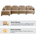 thumbnail image 7 of HUTWIFE 140" L-Shape Solid Print Chenille Modular and Deep Seat Sectional Sofas with Movable Ottoman, Beige, 7 of 7