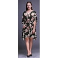 thumbnail image 2 of Bimba Black2 Floral Saucer Magnolia Short Caftan Midi Dress Beach Swimwear Cover up Womens Kaftan-4X-5X, 2 of 5