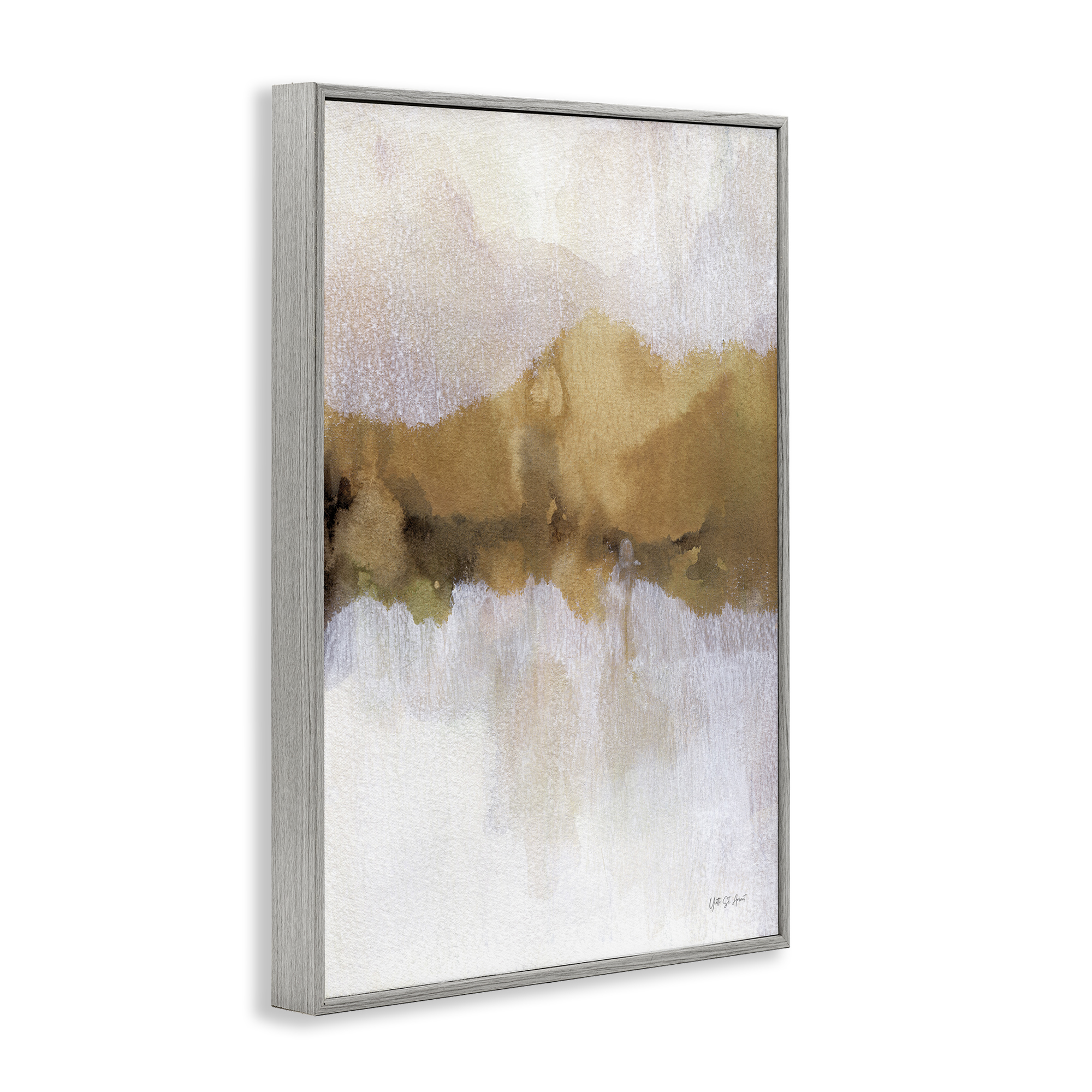 Stupell Industries Centric Golden Abstract Abstract Painting Gray Framed Art Print Wall Art, 16 x 24