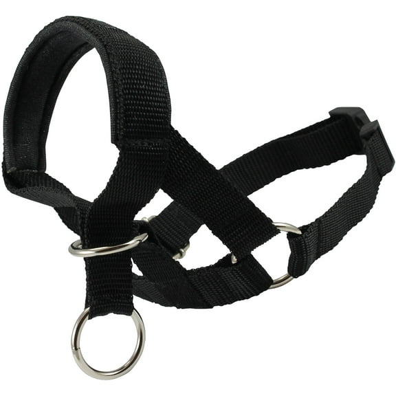 Dog Head Collar Halter Black 6 Sizes (L: 10.25"-12.25" Snout)