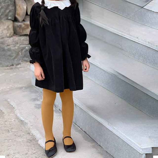 hengsof Girls Stripe Pattern Tights for 0-8 Years, Seamless Footed Stretch Leggings, Soft Comfortable Everyday Wear