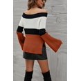 thumbnail image 3 of Off Shoulder Ribbed Knit Sweater Orange Large, 3 of 4
