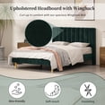thumbnail image 5 of Full Size Upholstered Bed Frame,40.9" High Headboard,Strong Metal Frame,Wooden Slats Support,No Box Spring Needed,Easy Assembly,Velvet Fabric,Ink Green, 5 of 10