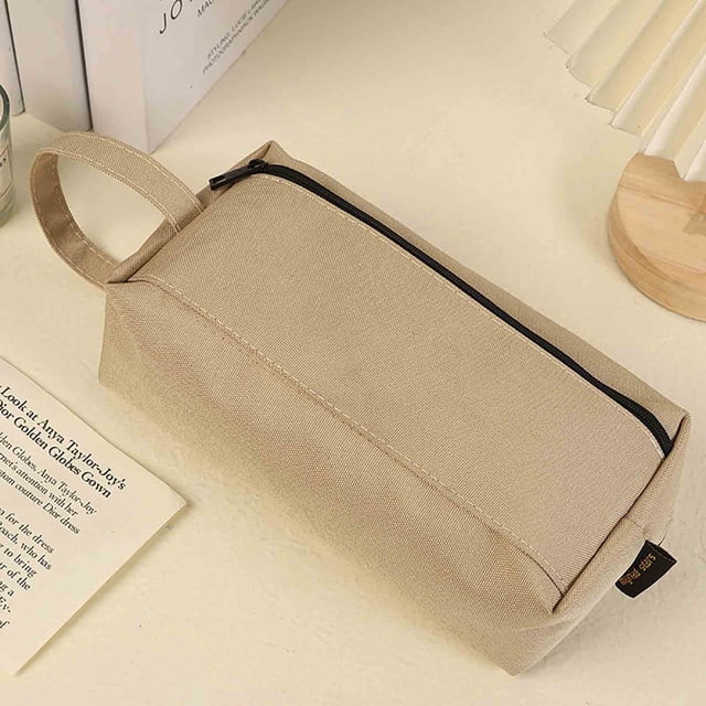 Estuche para lápices de gran capacidad - organizador de 3 compartimentos con cremallera, bolsa de papelería de tela resistente para bolígrafos, gomas y material escolar