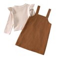 thumbnail image 5 of JUMEYU Toddler Girls Printed Shoulder Strap Dress and Long Sleeve Top Set Fall Outfit 4T 5T (Khaki,4-5 Years), 5 of 9