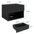 thumbnail image 6 of Kadyn Floating Nightstand Set of 2, Modern Bedside Table with Drawer & Carved Design, Wall-Mounted Night Stand with Storage Shelf for Living Room, Bedroom, Black, 6 of 12
