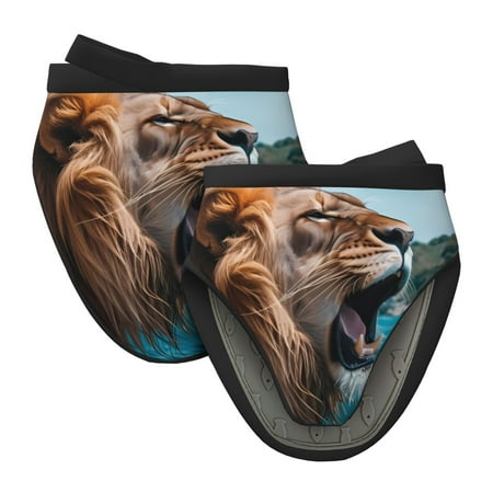 

Qekee Ice Blue Coastal Lion Print Non-Slip Mini Oven Mitt Silicone Oven Mitts Heat Resistant Kitchen Mittens Pinch Mitts Cooking Mitts
