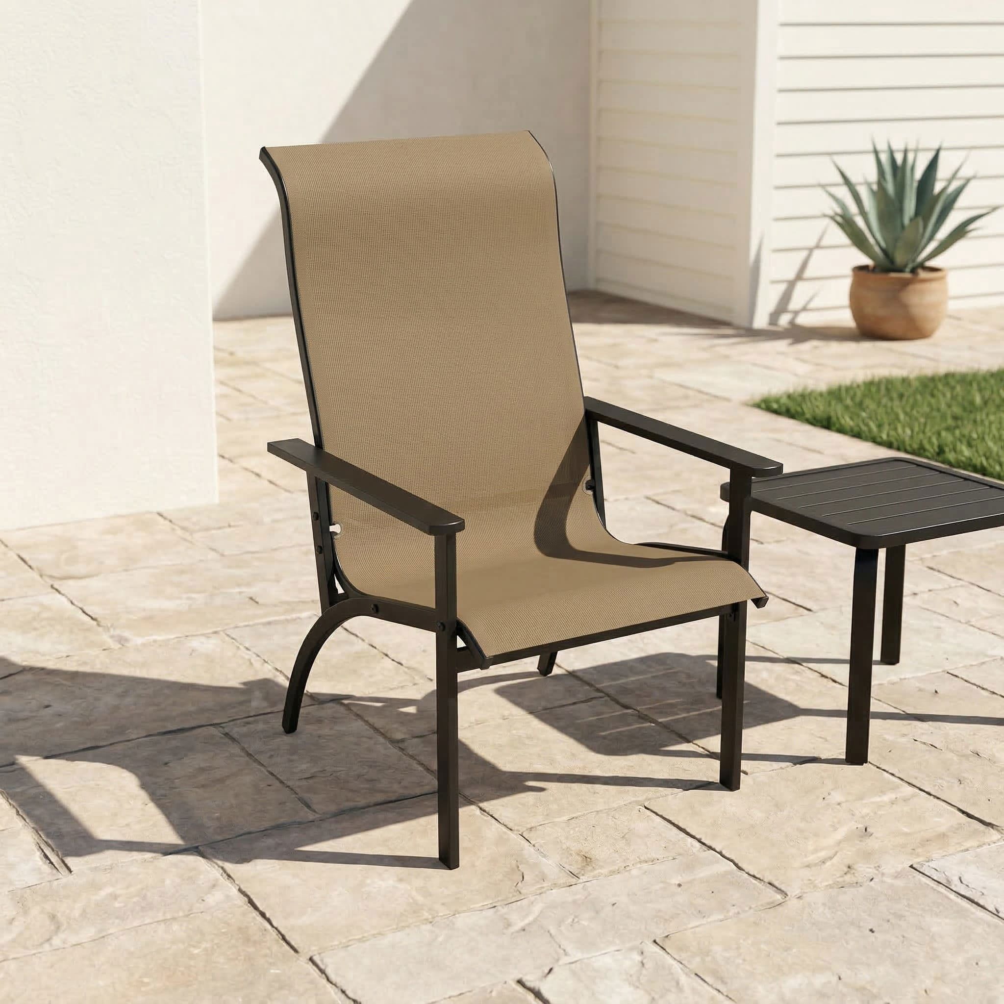 Resenkos Porch Seating for Patio, Garden, Yard, High Backrest Heavy Duty Metal Frame Outdoor Adirondack Chair, Brown